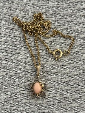 Vintage Sorrento 12K GF signed gold tone floral pendant chain necklace